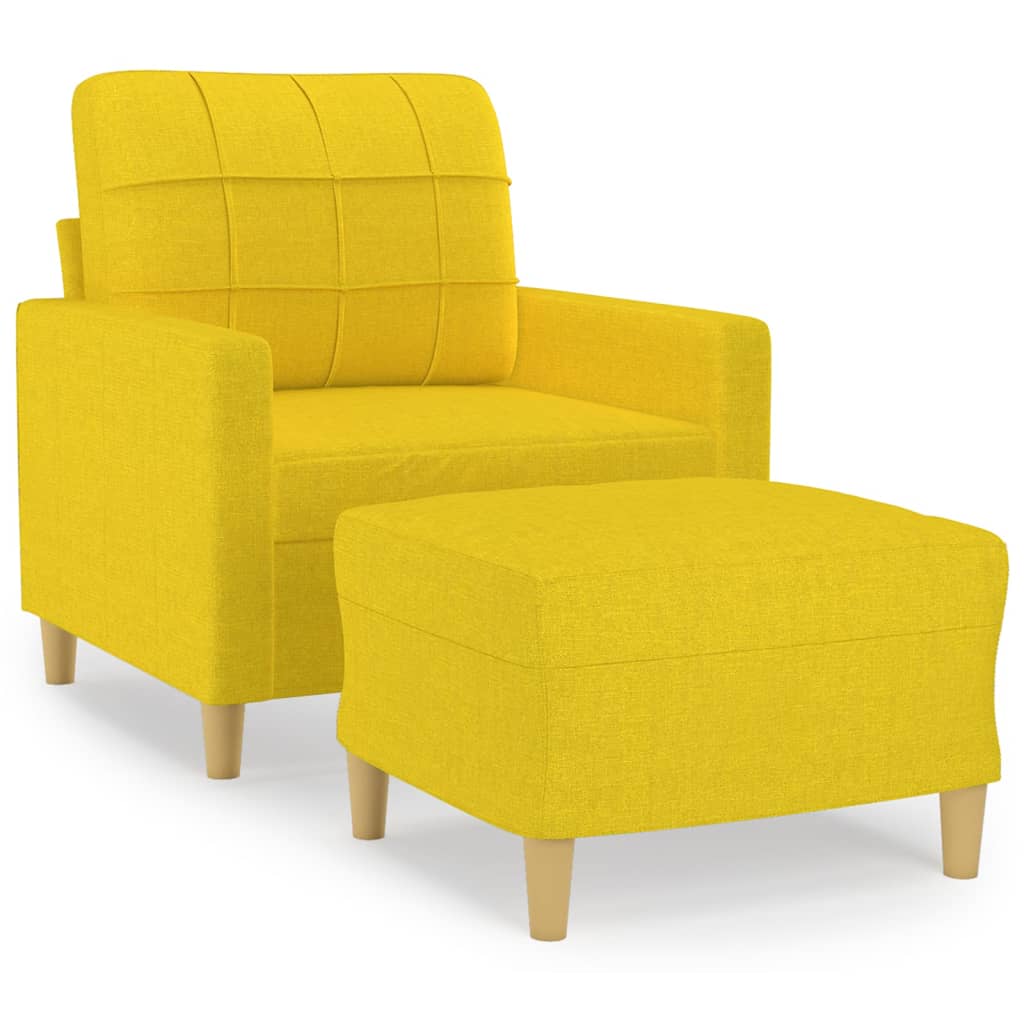 Fauteuil avec repose-pied Jaune clair 60 cm Tissu - XIOS