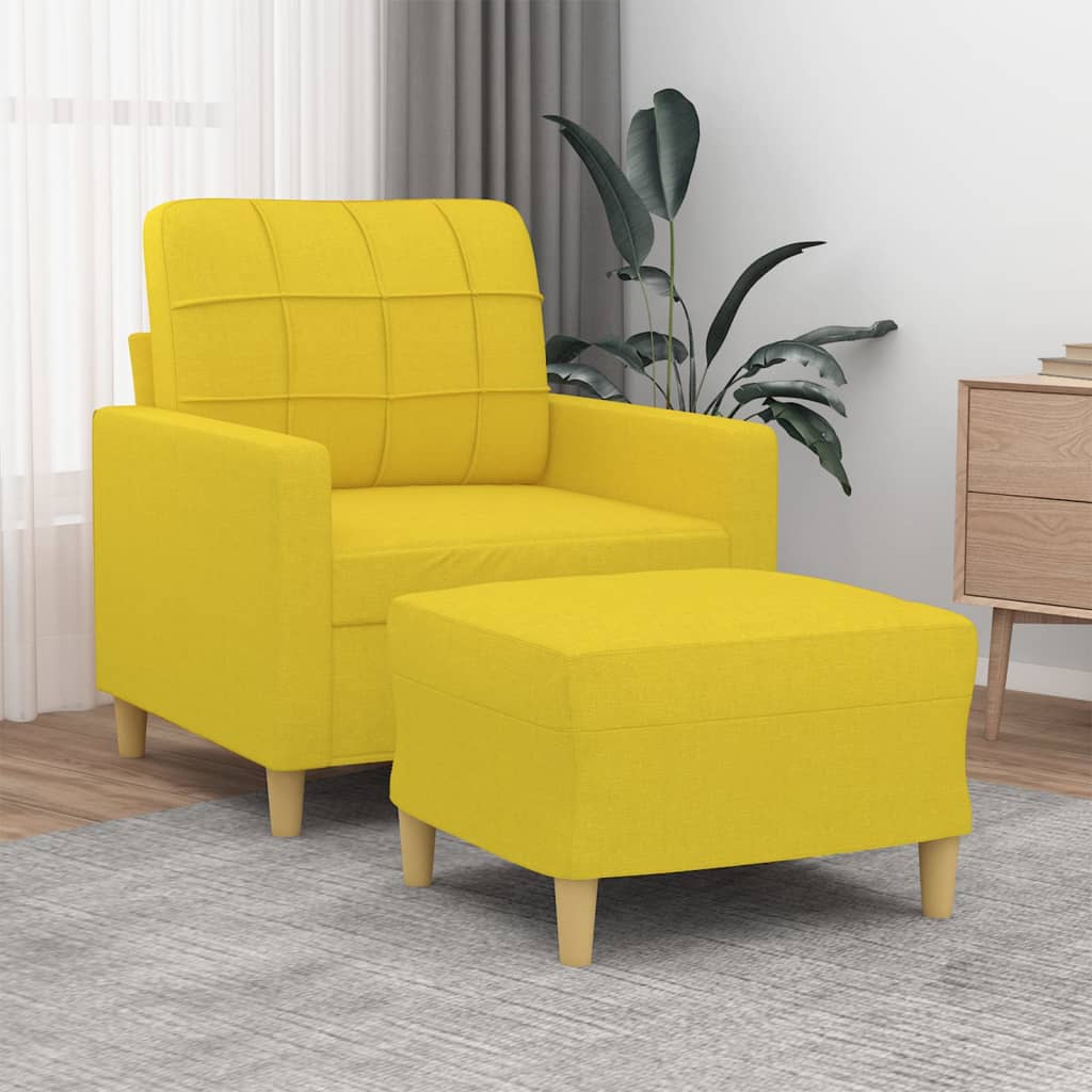 Fauteuil avec repose-pied Jaune clair 60 cm Tissu - XIOS