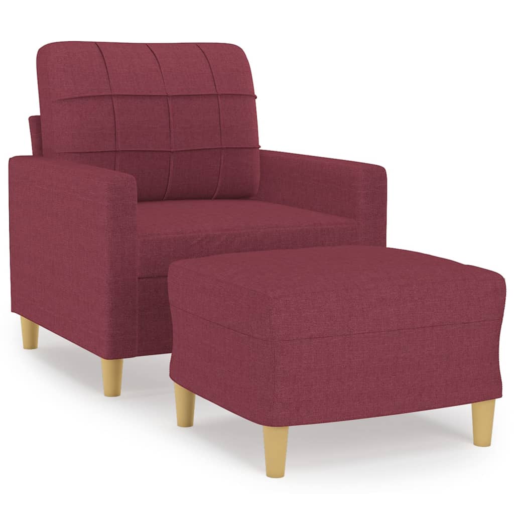 Fauteuil avec repose-pied Rouge bordeaux 60 cm Tissu - XIOS