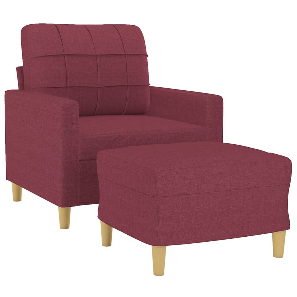 Fauteuil avec repose-pied Rouge bordeaux 60 cm Tissu - XIOS
