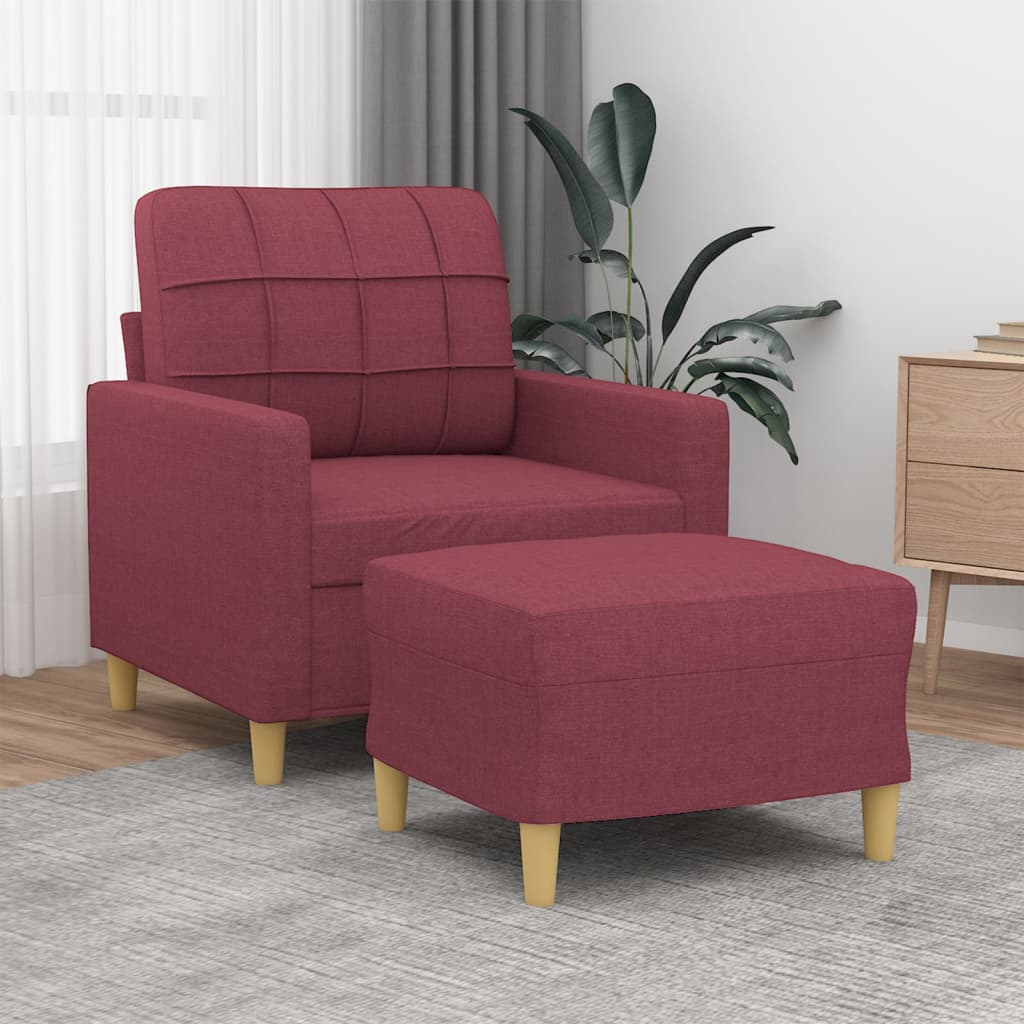 Fauteuil avec repose-pied Rouge bordeaux 60 cm Tissu - XIOS