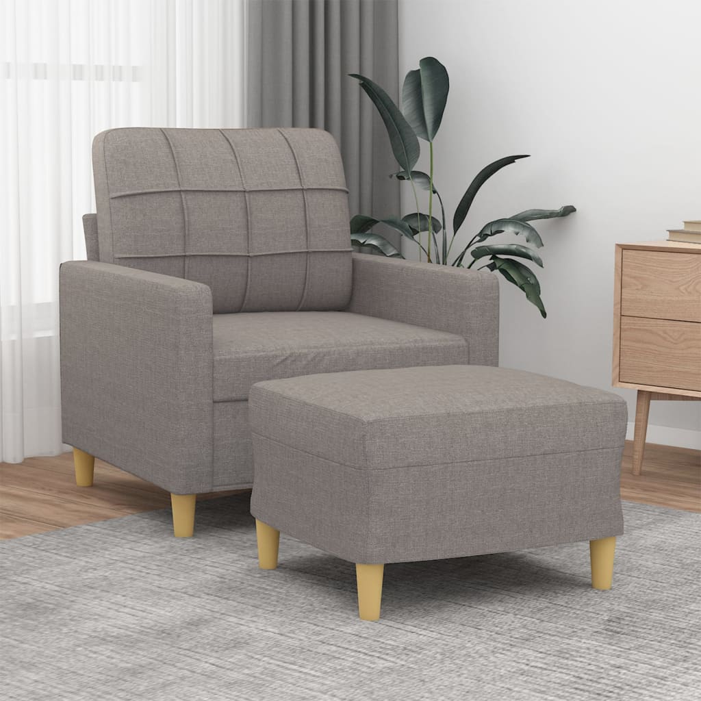 Fauteuil avec repose-pied Taupe 60 cm Tissu