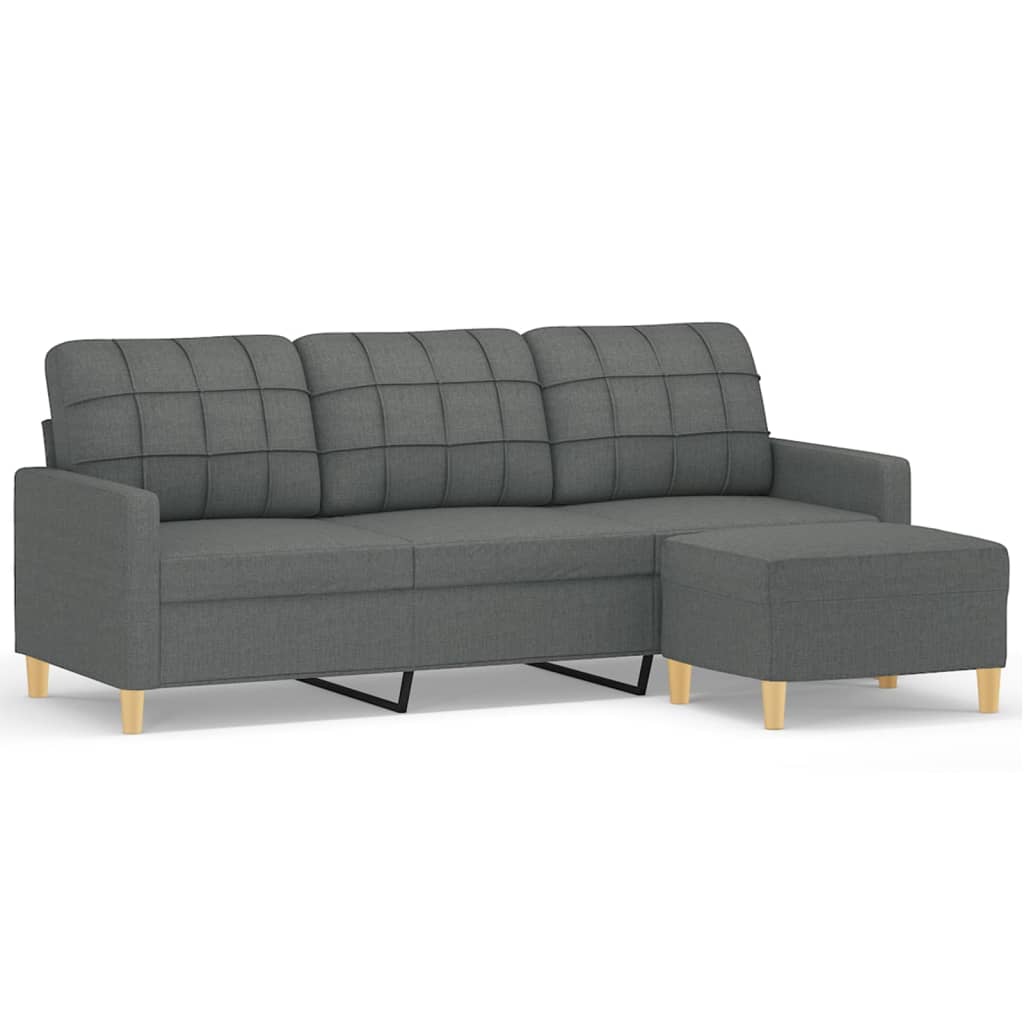 Canapé à 3 places avec repose-pieds Gris foncé 180 cm Tissu - XIOS