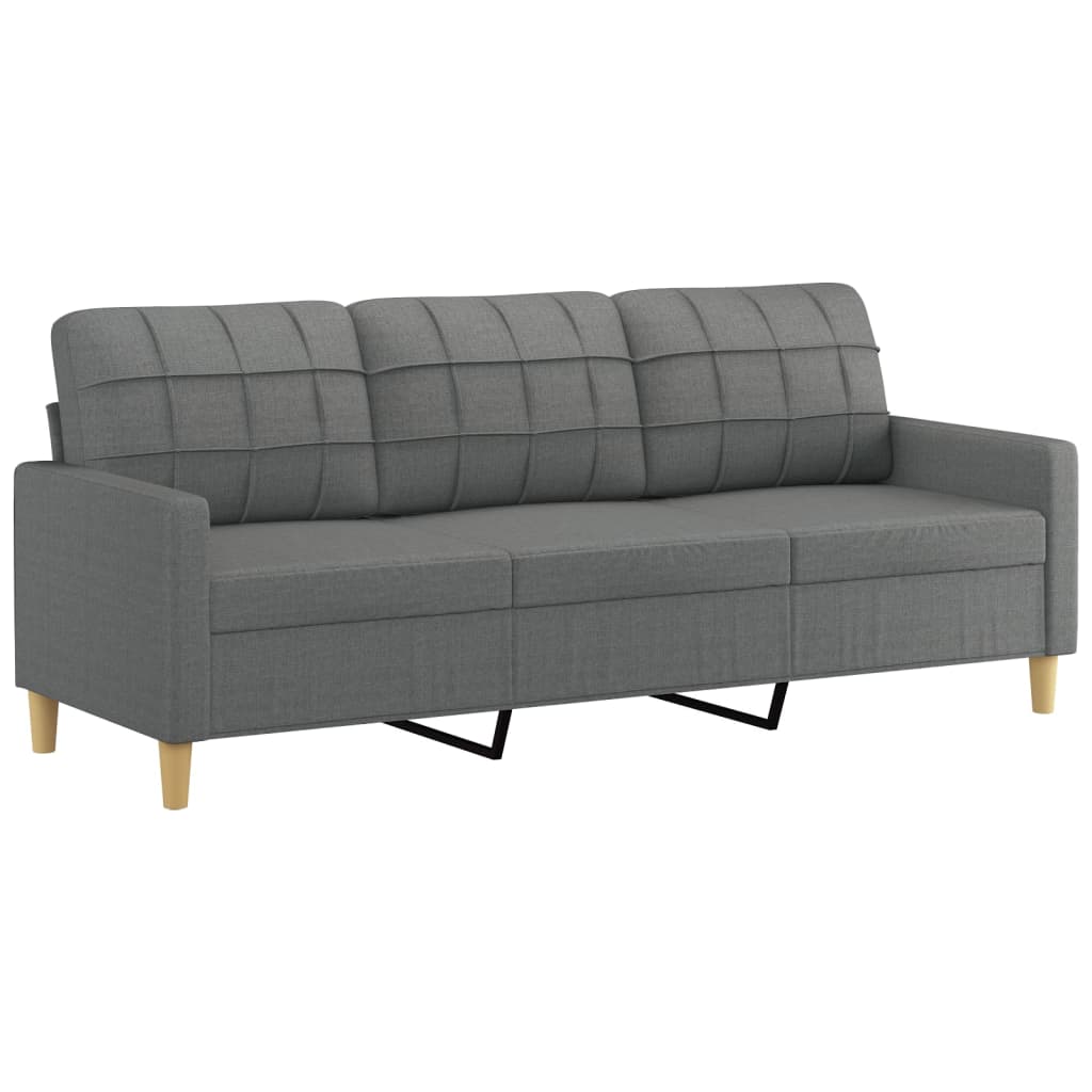 Canapé à 3 places avec repose-pieds Gris foncé 180 cm Tissu - XIOS