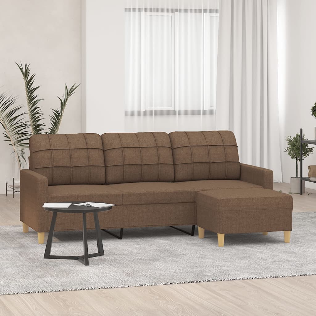 Canapé à 3 places avec repose-pieds Marron 180 cm Tissu - XIOS