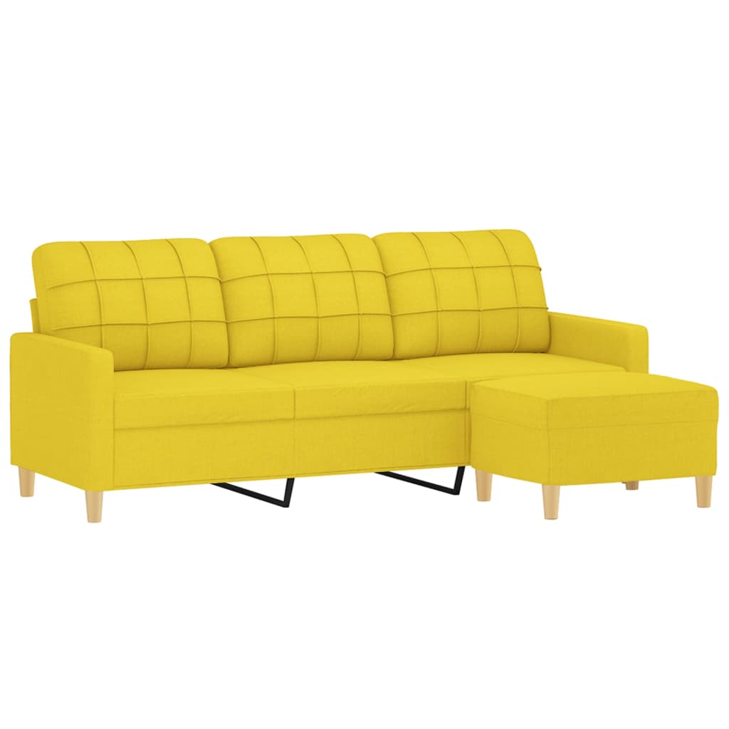 Canapé à 3 places avec repose-pieds Jaune clair 180 cm Tissu - XIOS