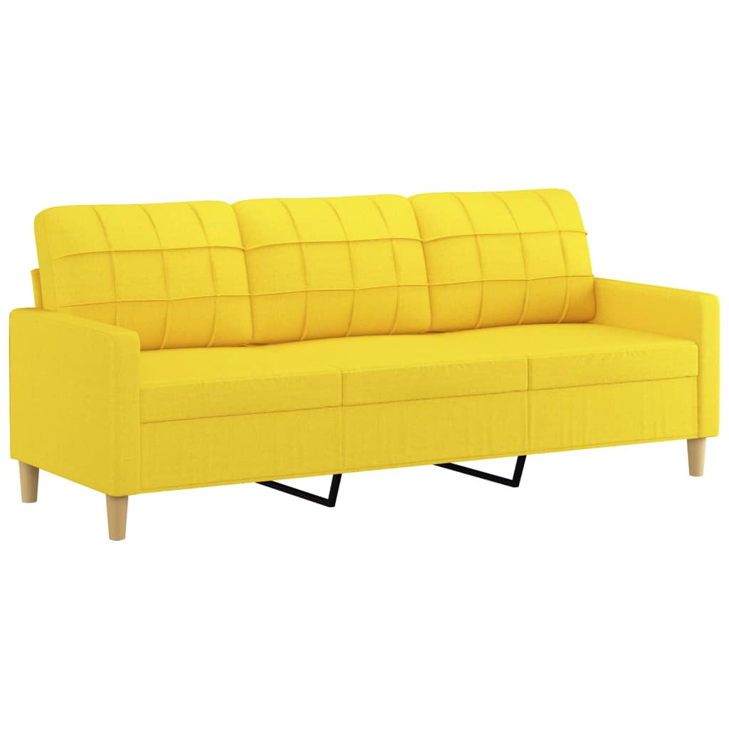 Canapé à 3 places avec repose-pieds Jaune clair 180 cm Tissu - XIOS