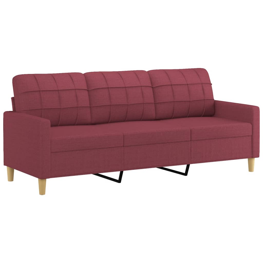 Canapé à 3 places avec repose-pieds Rouge bordeaux 180 cm Tissu - XIOS