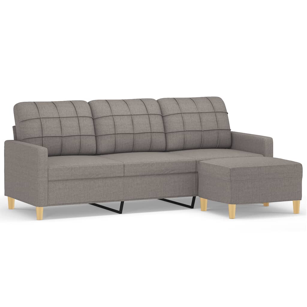 Canapé à 3 places avec repose-pieds Taupe 180 cm Tissu - XIOS