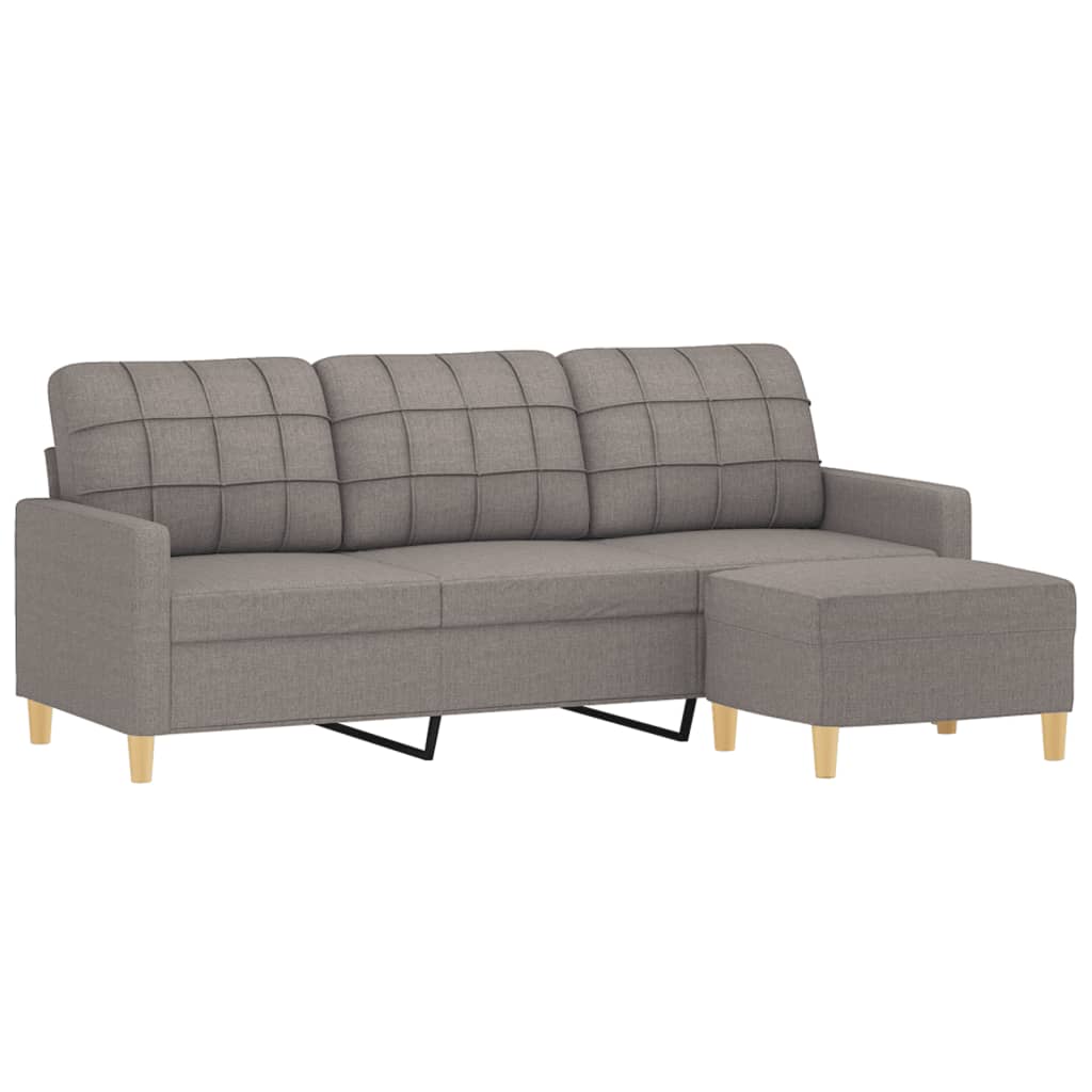 Canapé à 3 places avec repose-pieds Taupe 180 cm Tissu - XIOS