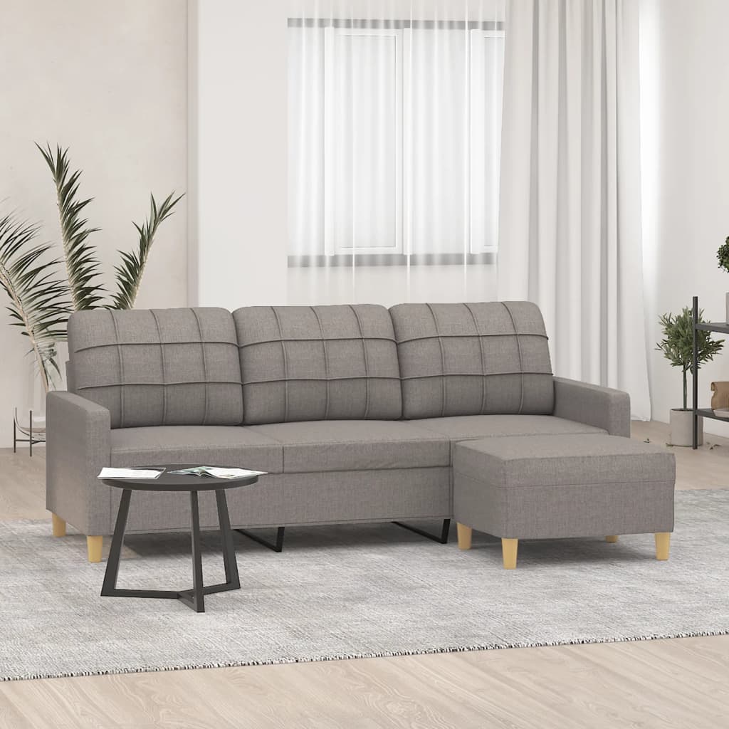 Canapé à 3 places avec repose-pieds Taupe 180 cm Tissu - XIOS