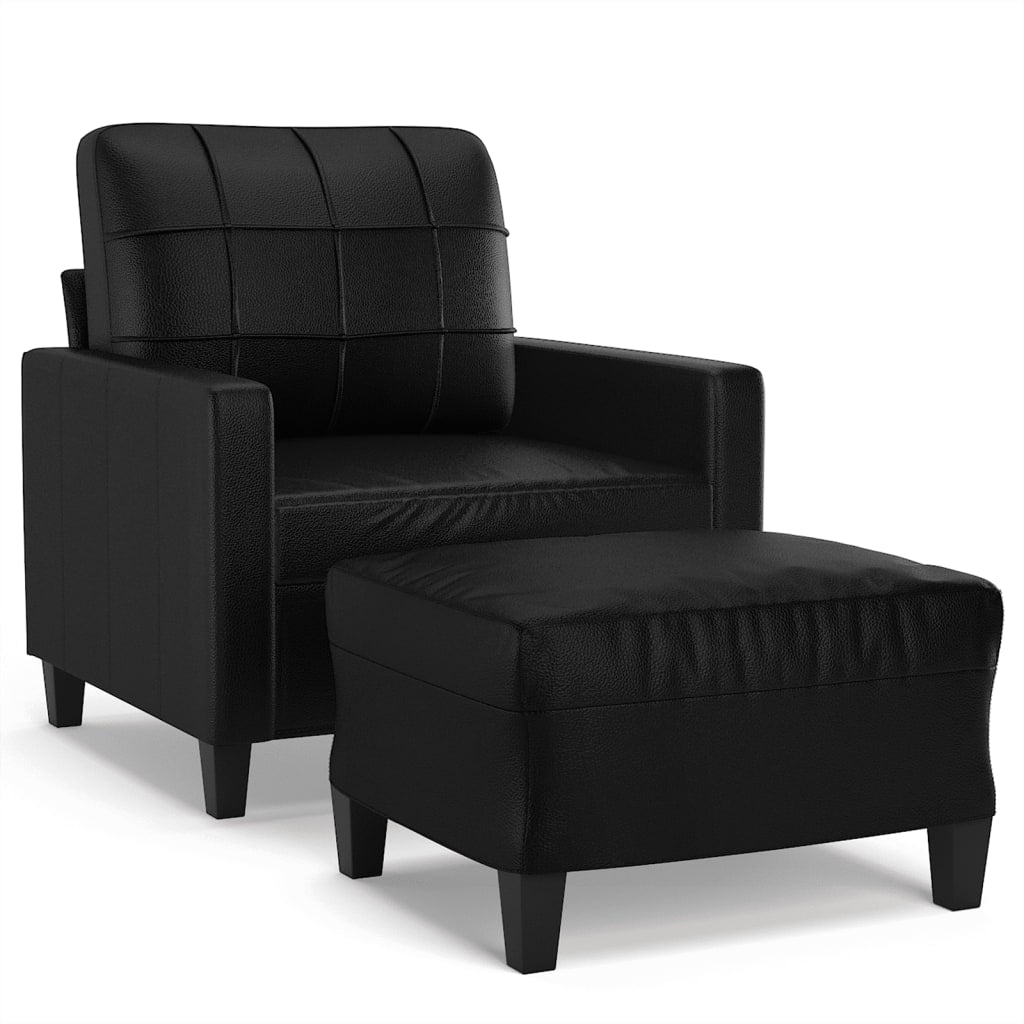 Fauteuil avec repose-pied Noir 60 cm Similicuir - XIOS