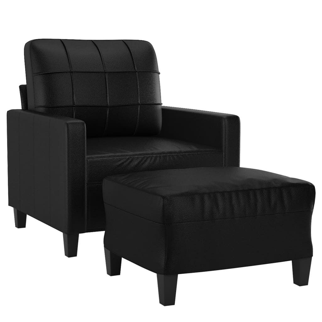 Fauteuil avec repose-pied Noir 60 cm Similicuir - XIOS