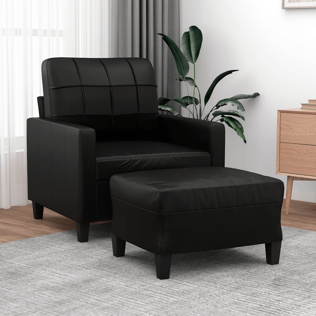 Fauteuil avec repose-pied Noir 60 cm Similicuir - XIOS