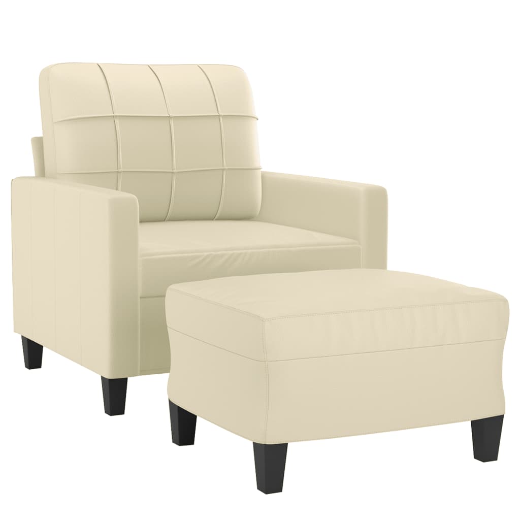 Fauteuil avec repose-pied Crème 60 cm Similicuir - XIOS