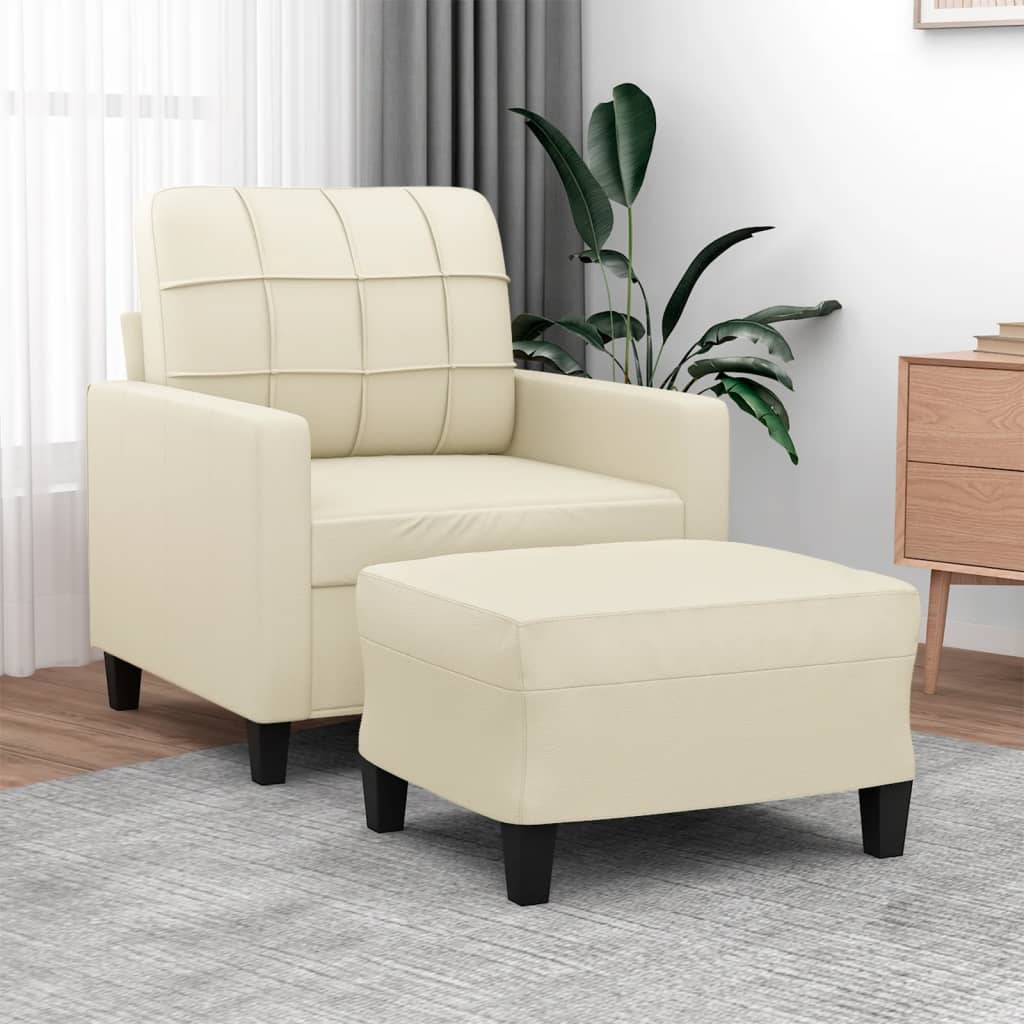Fauteuil avec repose-pied Crème 60 cm Similicuir - XIOS