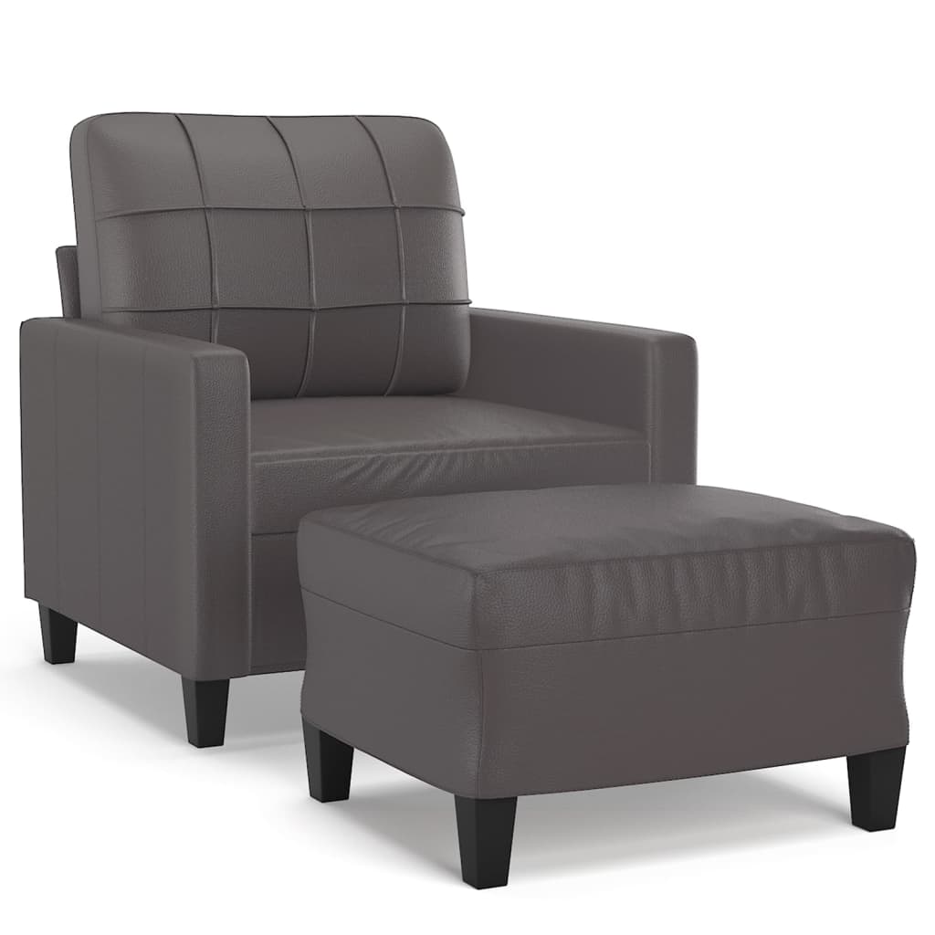 Fauteuil avec repose-pied Gris 60 cm Similicuir - XIOS