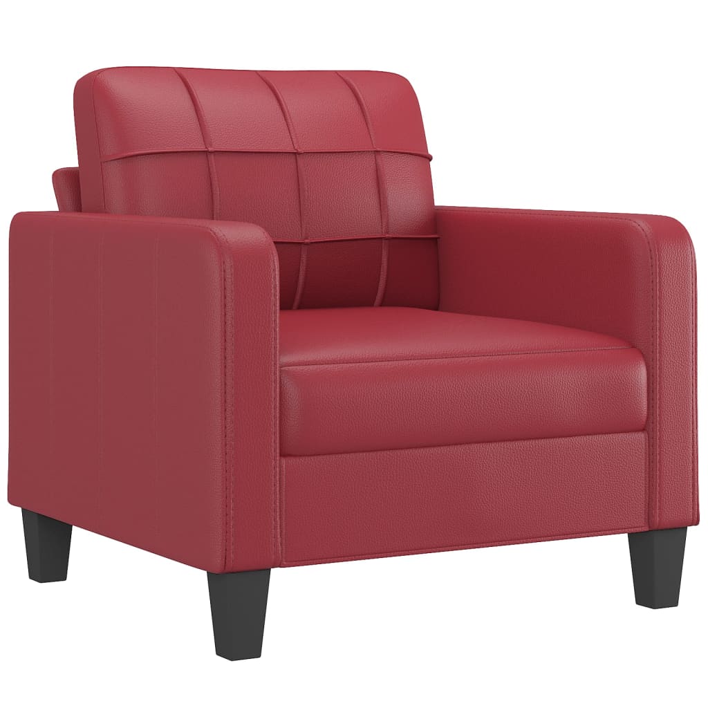 Fauteuil avec repose-pied Rouge bordeaux 60 cm Similicuir - XIOS