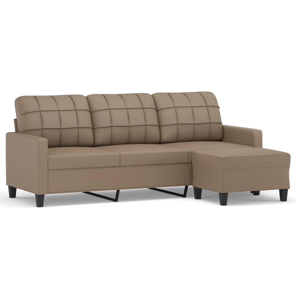 Canapé à 3 places avec repose-pieds Cappuccino 180cm Similicuir - XIOS