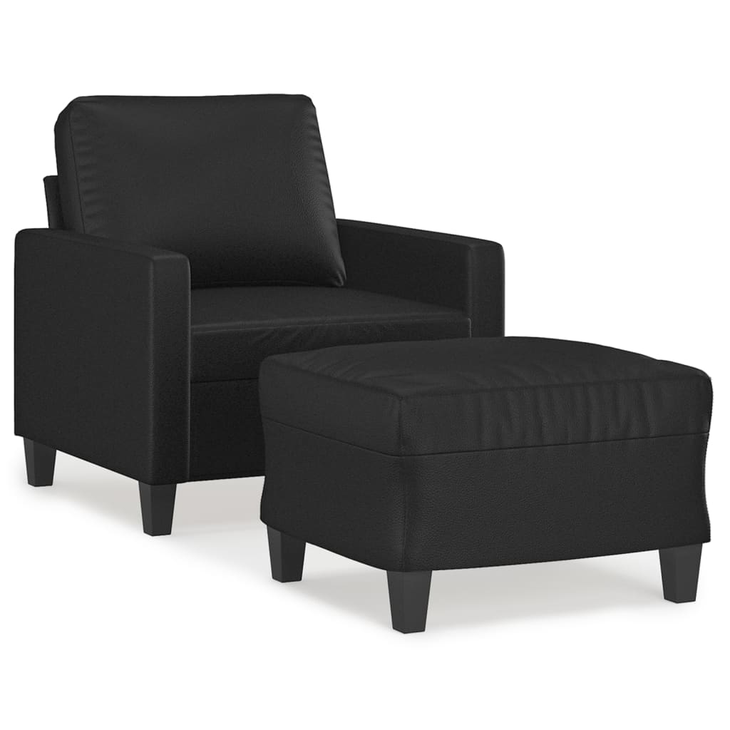 Fauteuil avec repose-pied Noir 60 cm Similicuir - XIOS