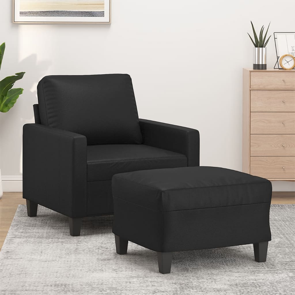 Fauteuil avec repose-pied Noir 60 cm Similicuir - XIOS
