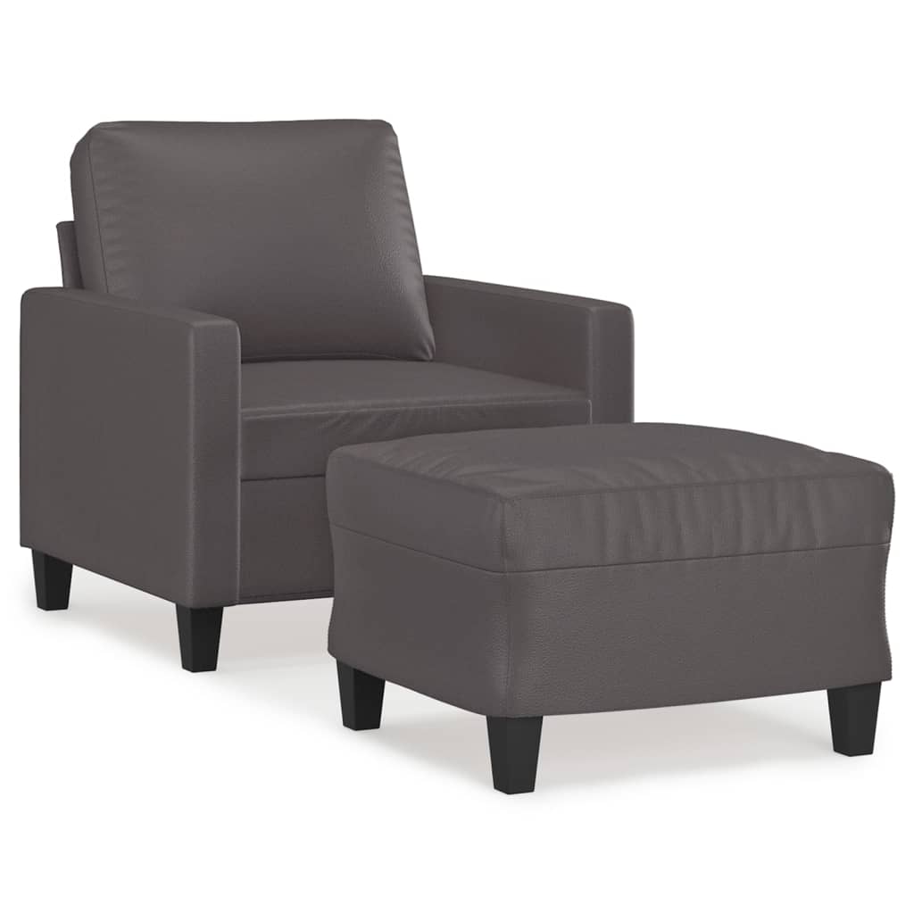 Fauteuil avec repose-pied Gris 60 cm Similicuir - XIOS