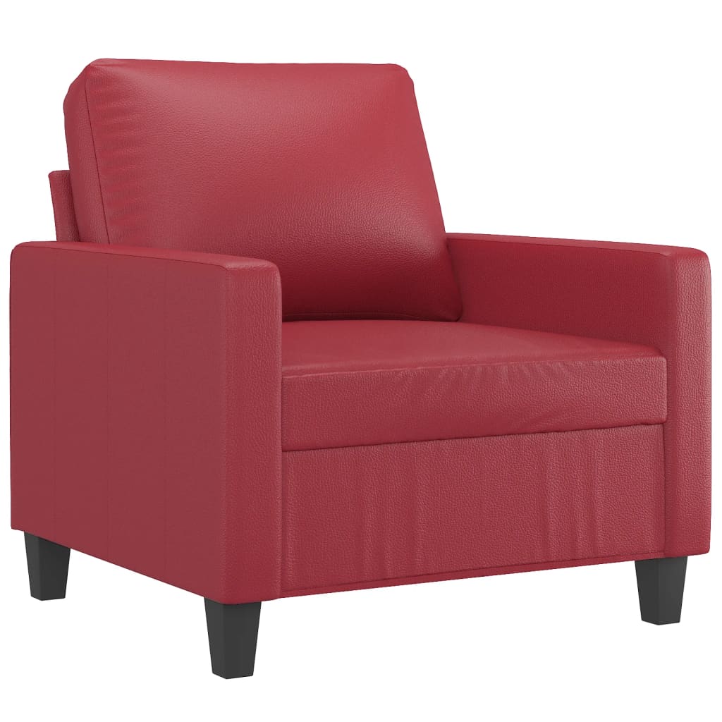 Fauteuil avec repose-pied Rouge bordeaux 60 cm Similicuir - XIOS