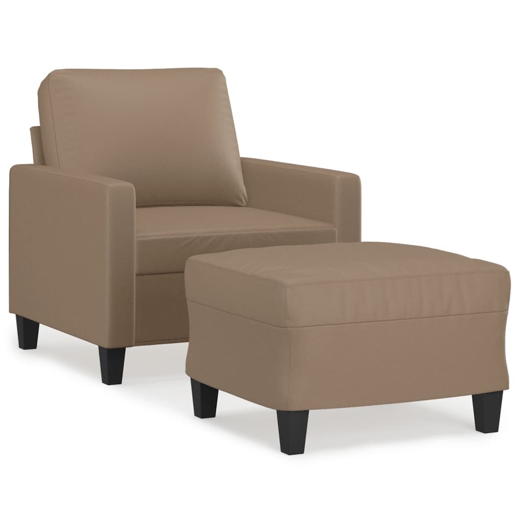 Fauteuil avec repose-pied Cappuccino 60 cm Similicuir - XIOS