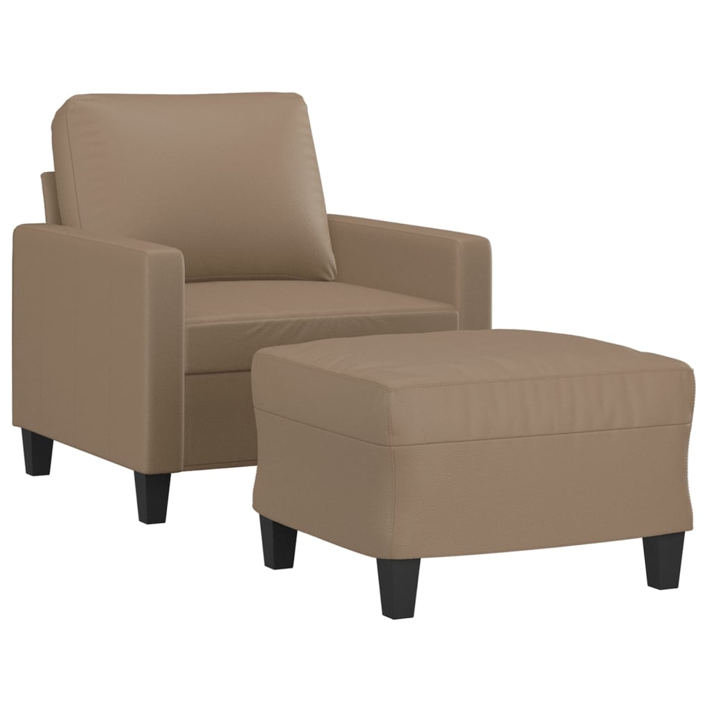 Fauteuil avec repose-pied Cappuccino 60 cm Similicuir - XIOS