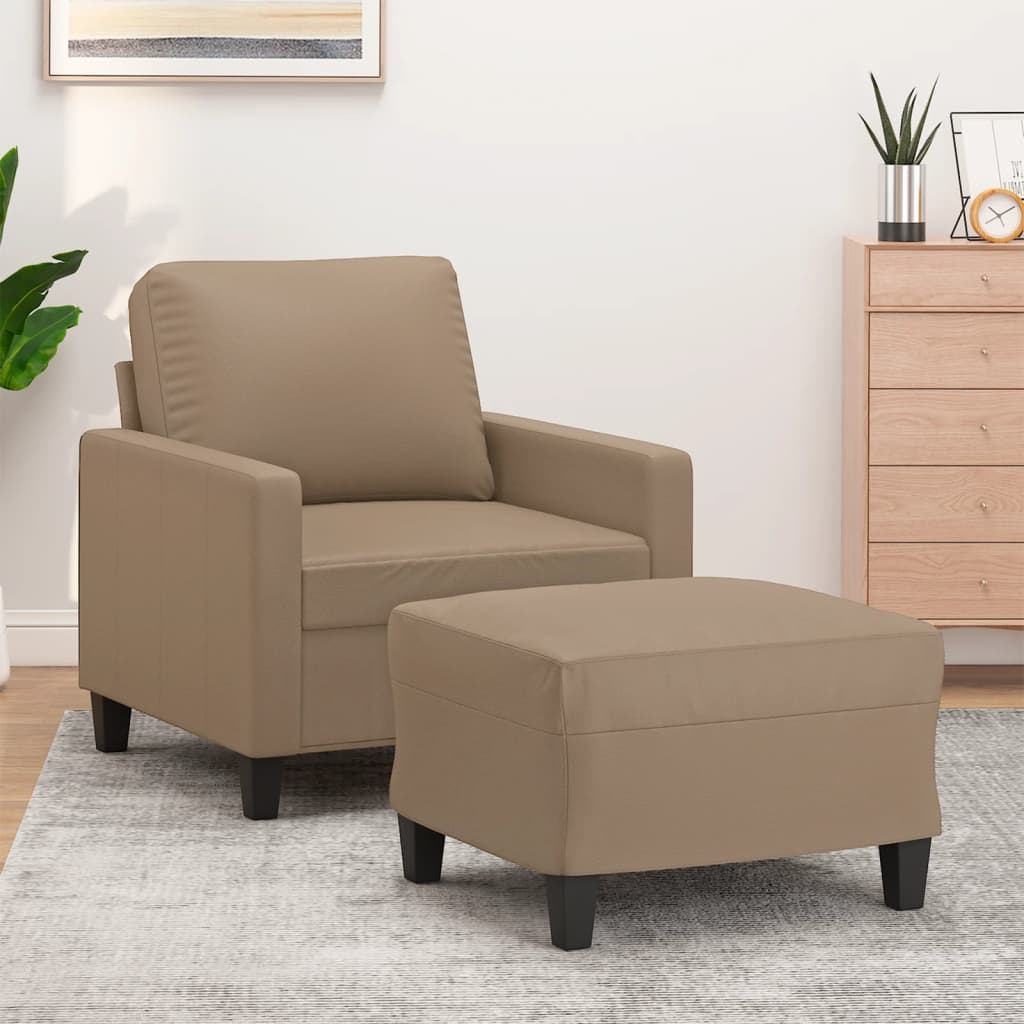 Fauteuil avec repose-pied Cappuccino 60 cm Similicuir - XIOS