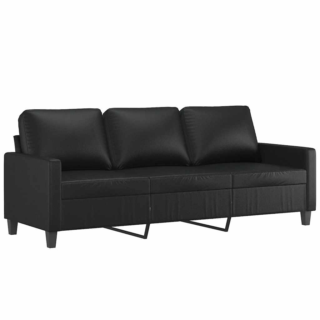Canapé à 3 places avec repose-pieds Noir 180 cm Similicuir - XIOS