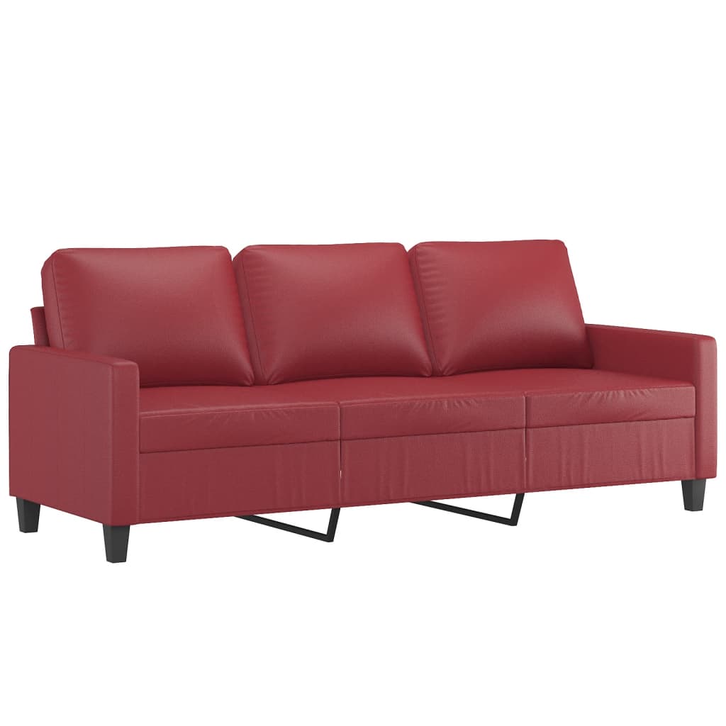 Canapé à 3 places repose-pieds Rouge bordeaux 180 cm Similicuir - XIOS