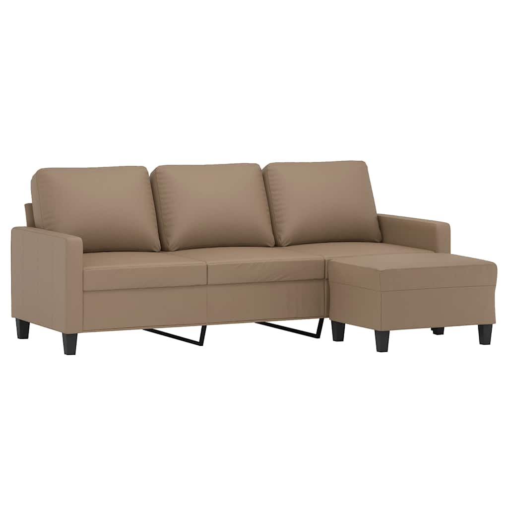 Canapé à 3 places avec repose-pieds Cappuccino 180cm Similicuir - XIOS