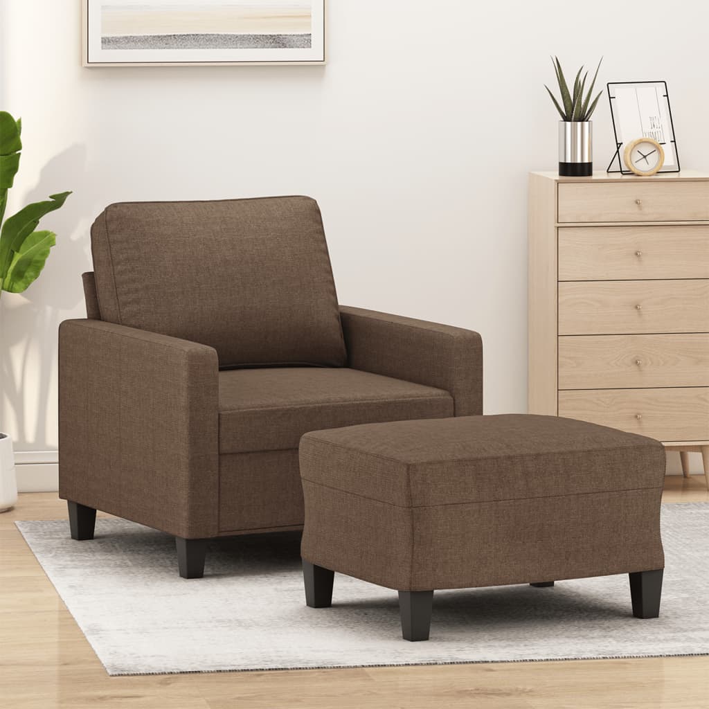 Fauteuil avec repose-pied Marron 60 cm Tissu - XIOS