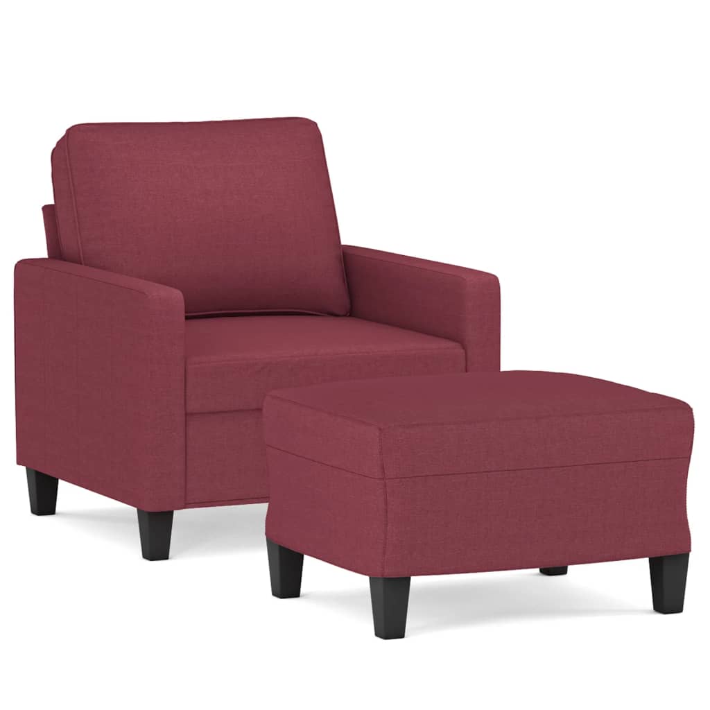 Fauteuil avec repose-pied Rouge bordeaux 60 cm Tissu - XIOS