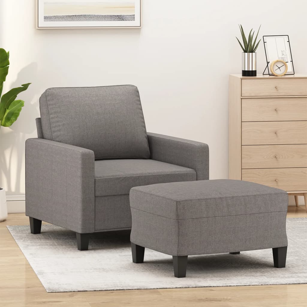 Fauteuil avec repose-pied Taupe 60 cm Tissu - XIOS