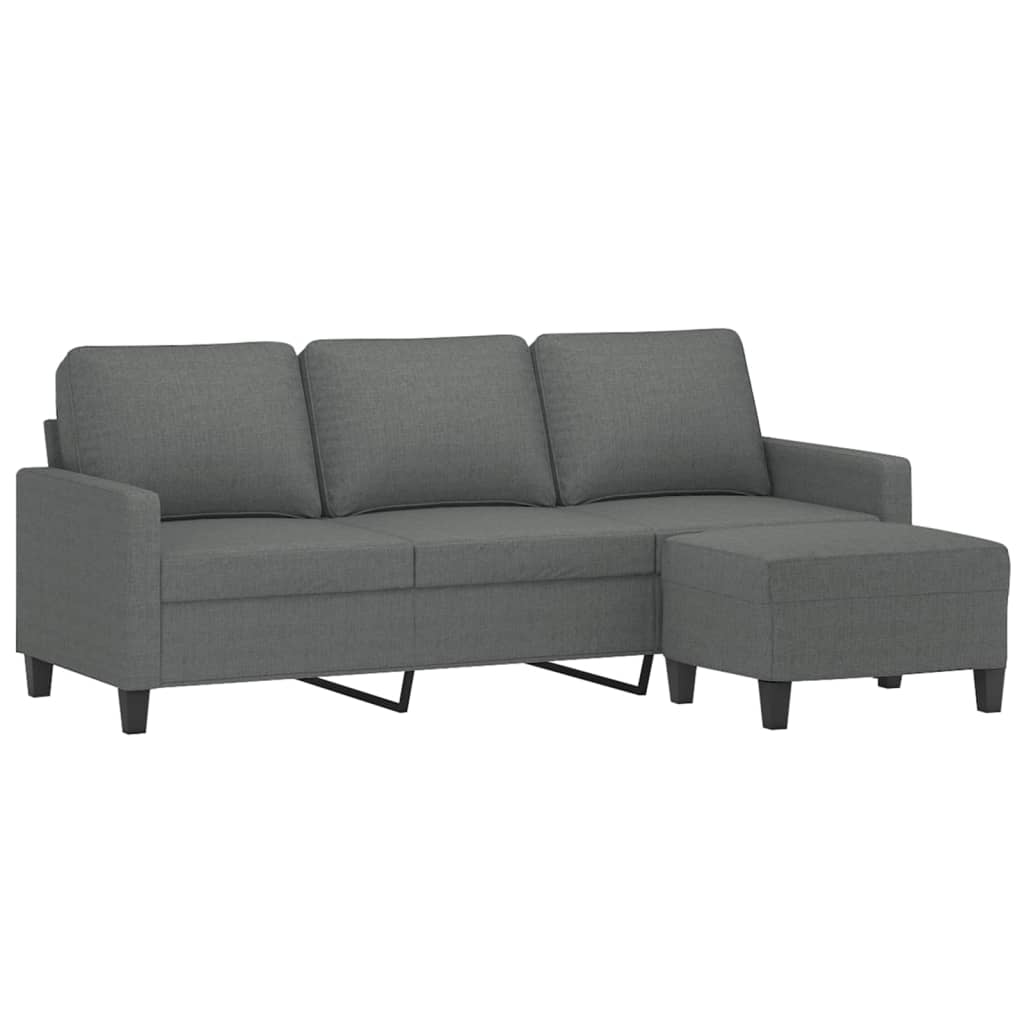 Canapé à 3 places avec repose-pieds Gris foncé 180 cm Tissu - XIOS