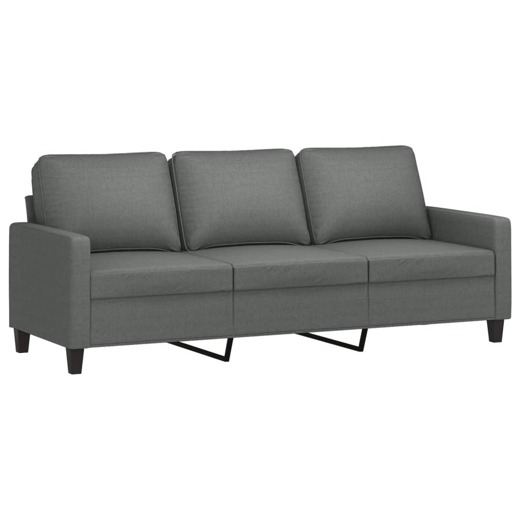 Canapé à 3 places avec repose-pieds Gris foncé 180 cm Tissu - XIOS