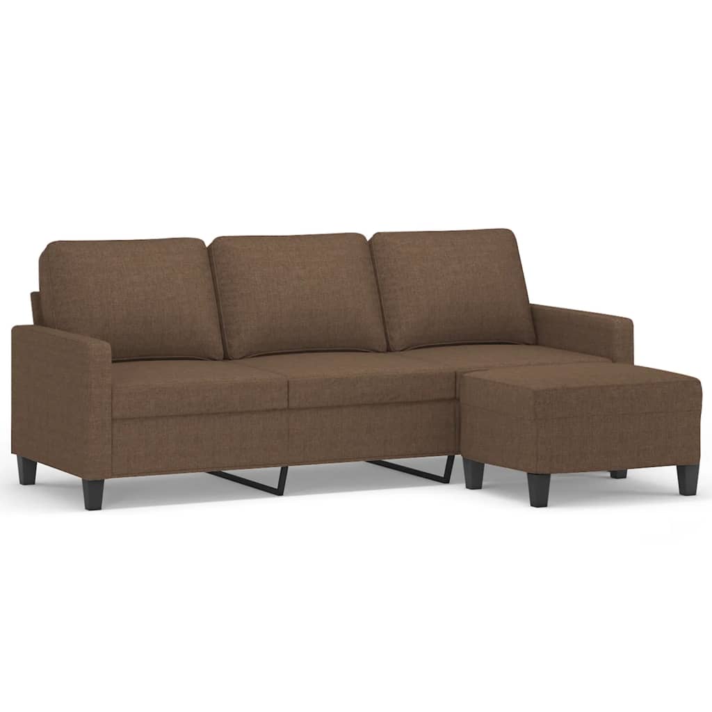 Canapé à 3 places avec repose-pieds Marron 180 cm Tissu - XIOS