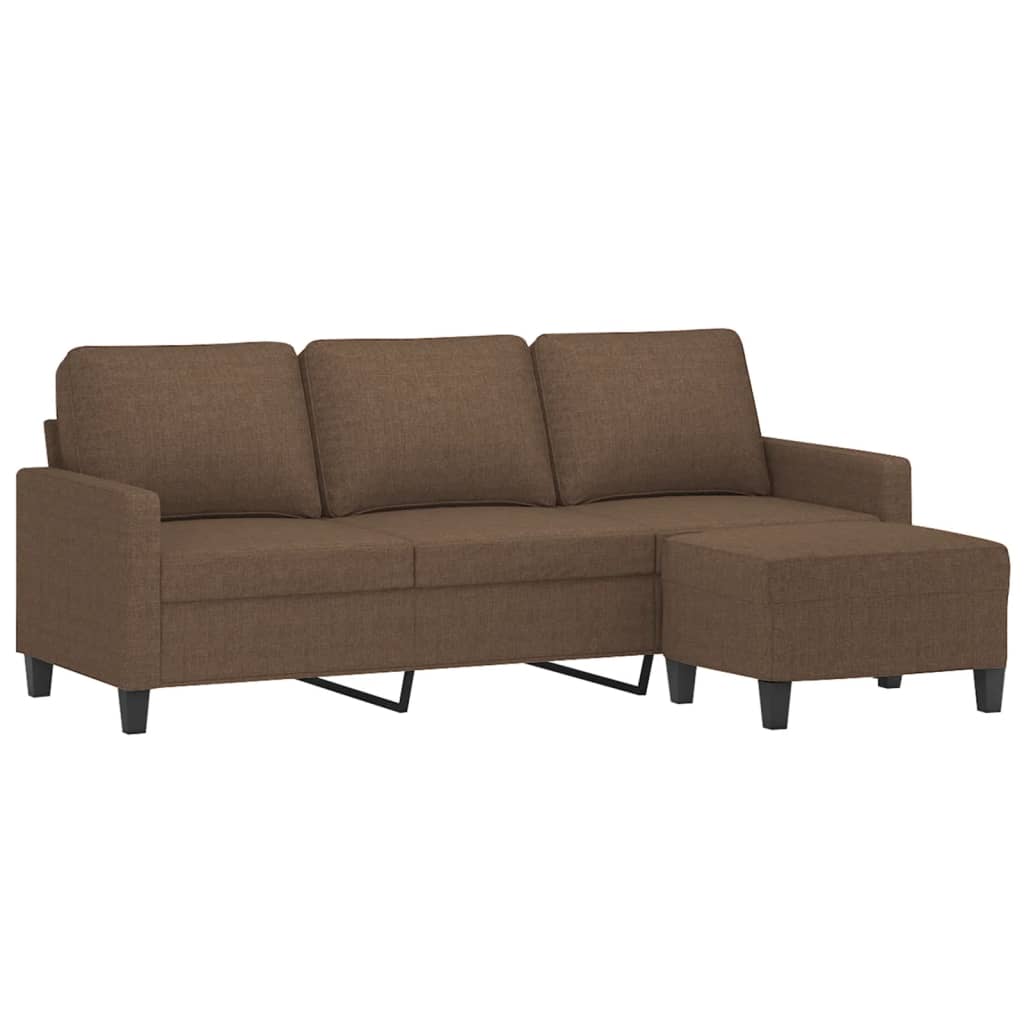 Canapé à 3 places avec repose-pieds Marron 180 cm Tissu - XIOS