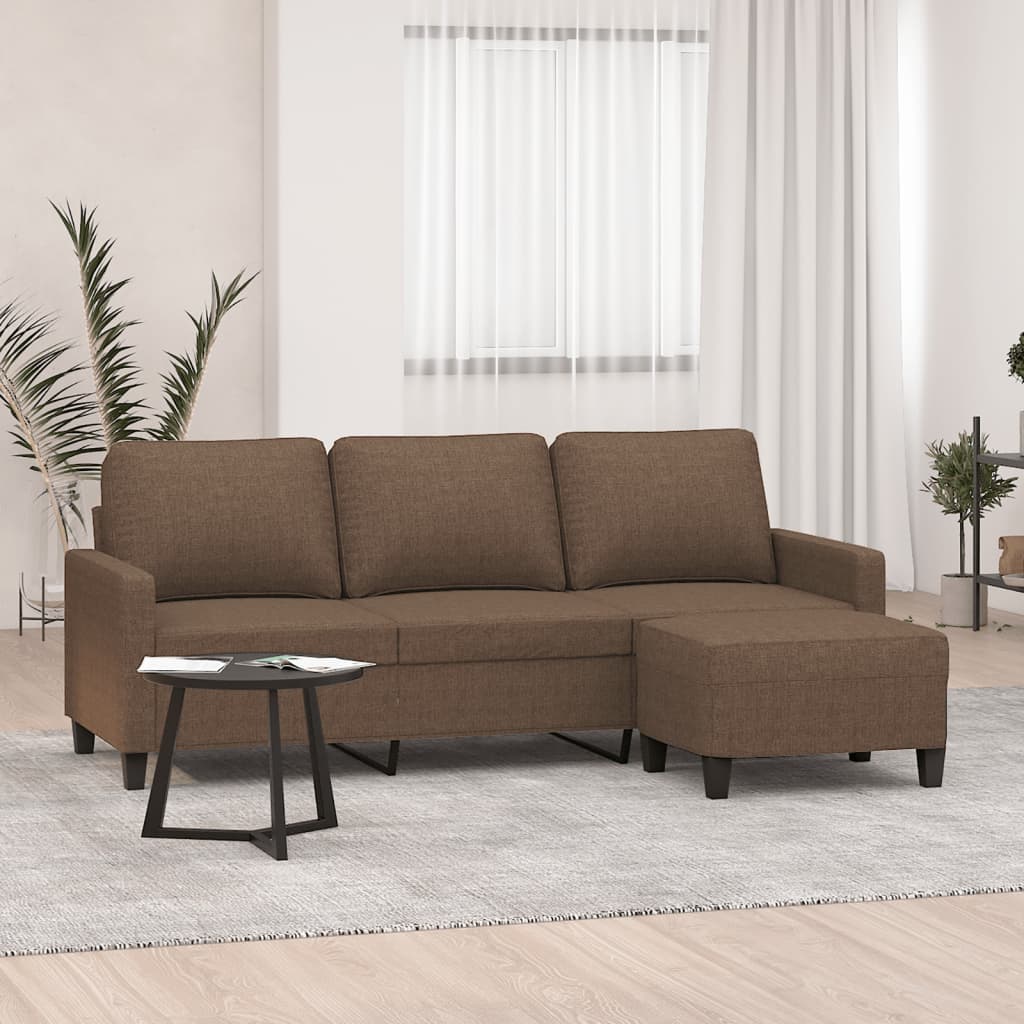 Canapé à 3 places avec repose-pieds Marron 180 cm Tissu - XIOS