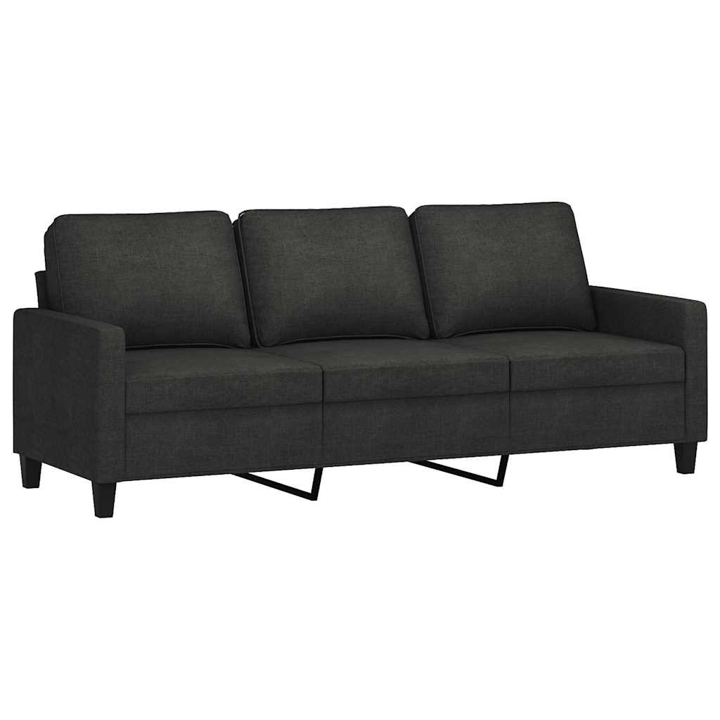Canapé à 3 places avec repose-pieds Noir 180 cm Tissu - XIOS