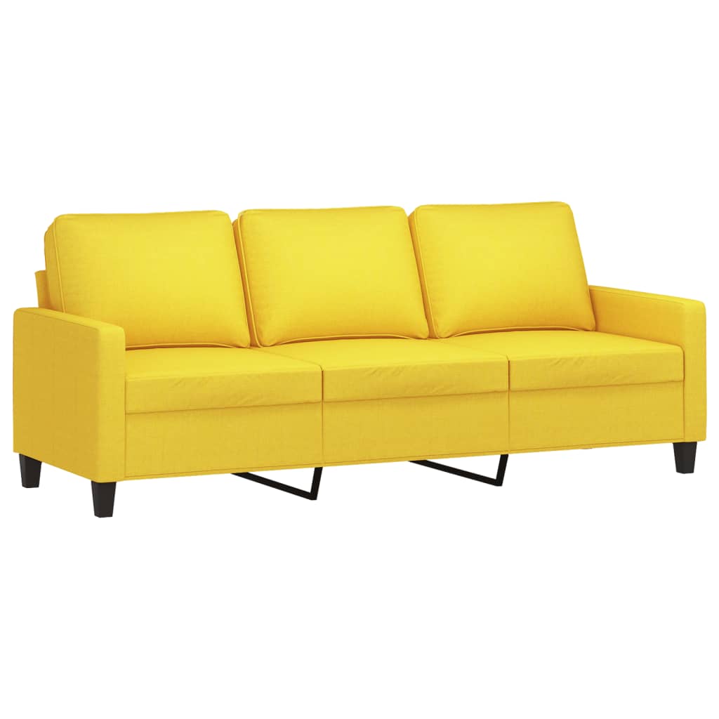 Canapé à 3 places avec repose-pieds Jaune clair 180 cm Tissu - XIOS
