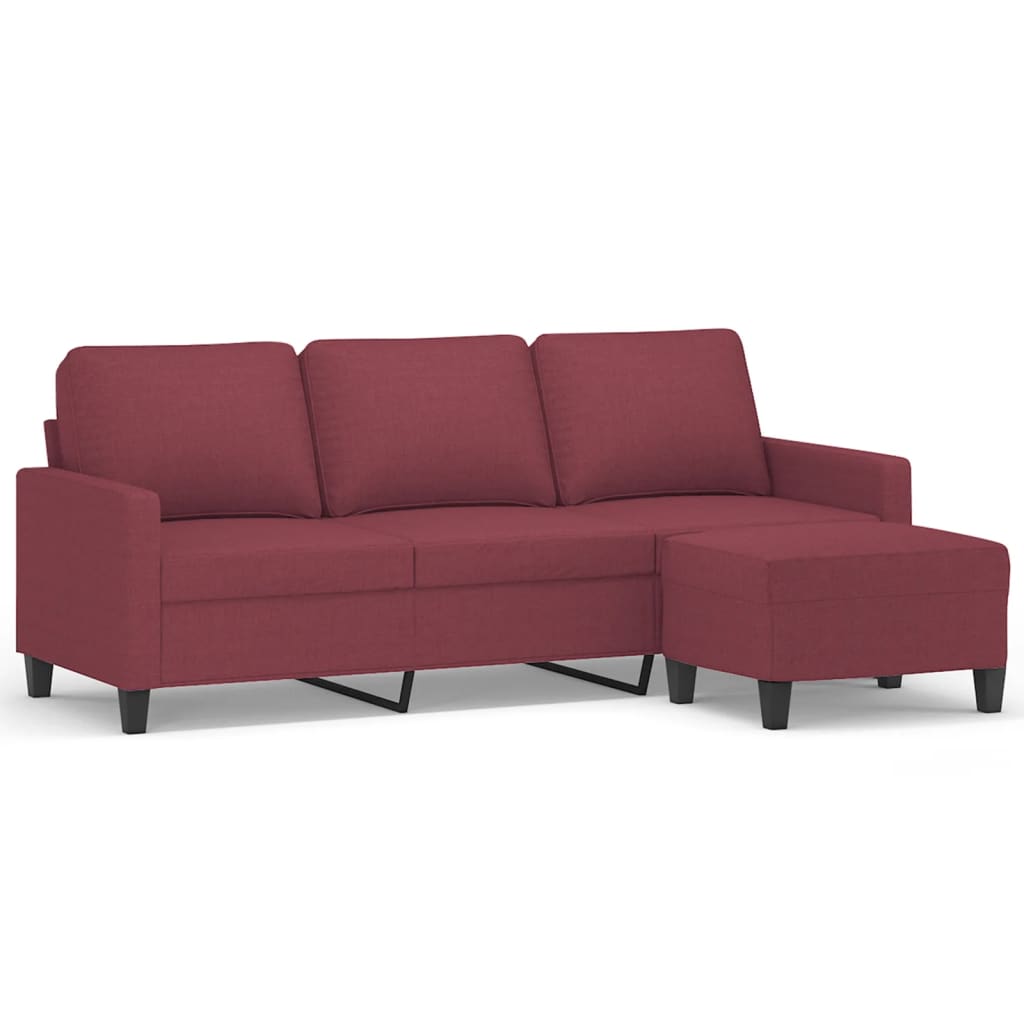 Canapé à 3 places avec repose-pieds Rouge bordeaux 180 cm Tissu - XIOS