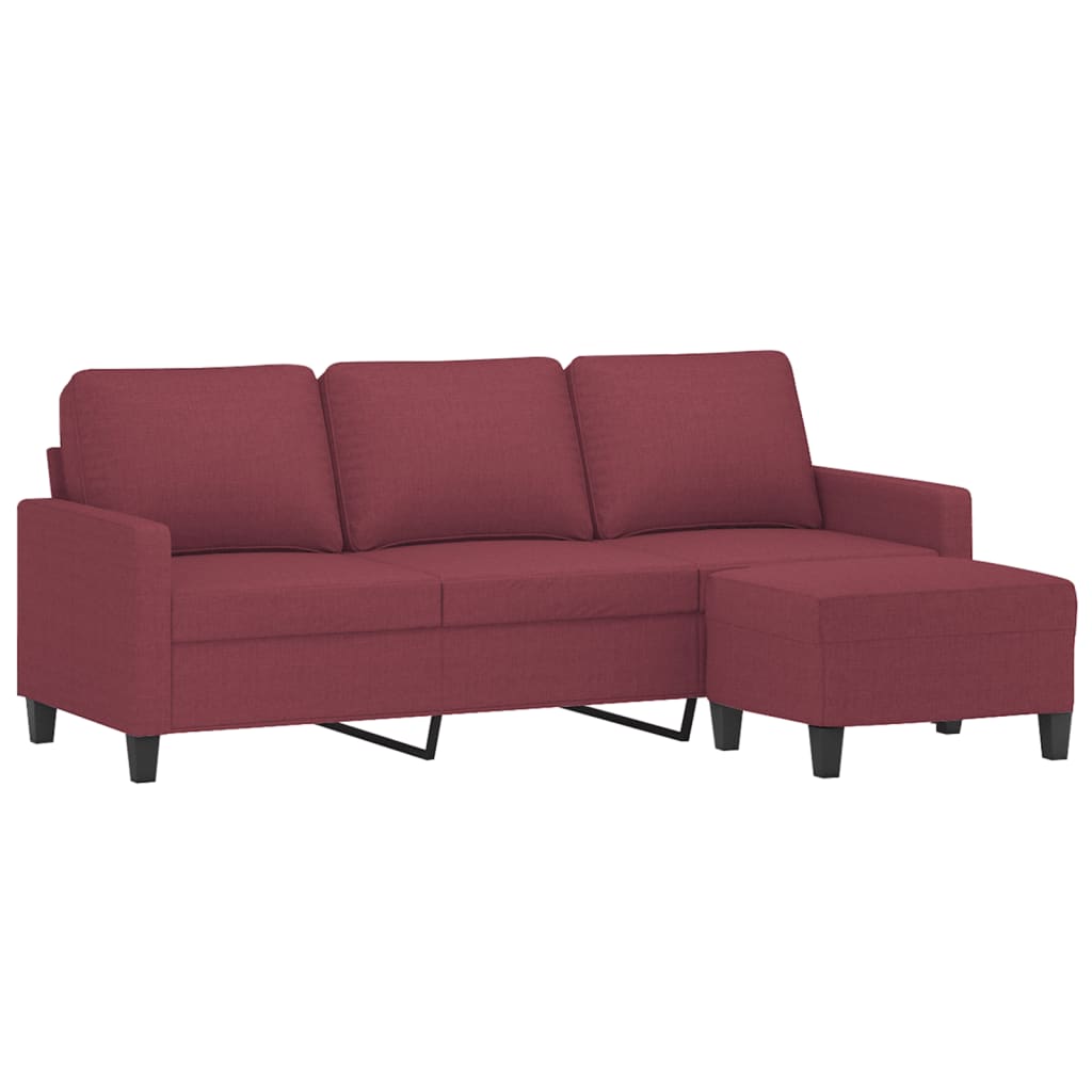Canapé à 3 places avec repose-pieds Rouge bordeaux 180 cm Tissu - XIOS