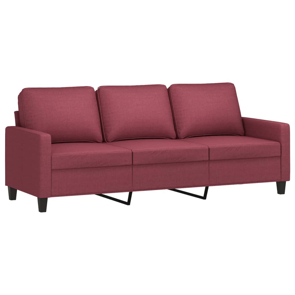 Canapé à 3 places avec repose-pieds Rouge bordeaux 180 cm Tissu - XIOS