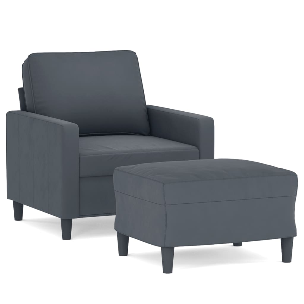 Fauteuil avec repose-pied Gris foncé 60 cm Velours - XIOS