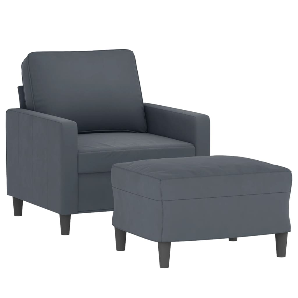 Fauteuil avec repose-pied Gris foncé 60 cm Velours - XIOS