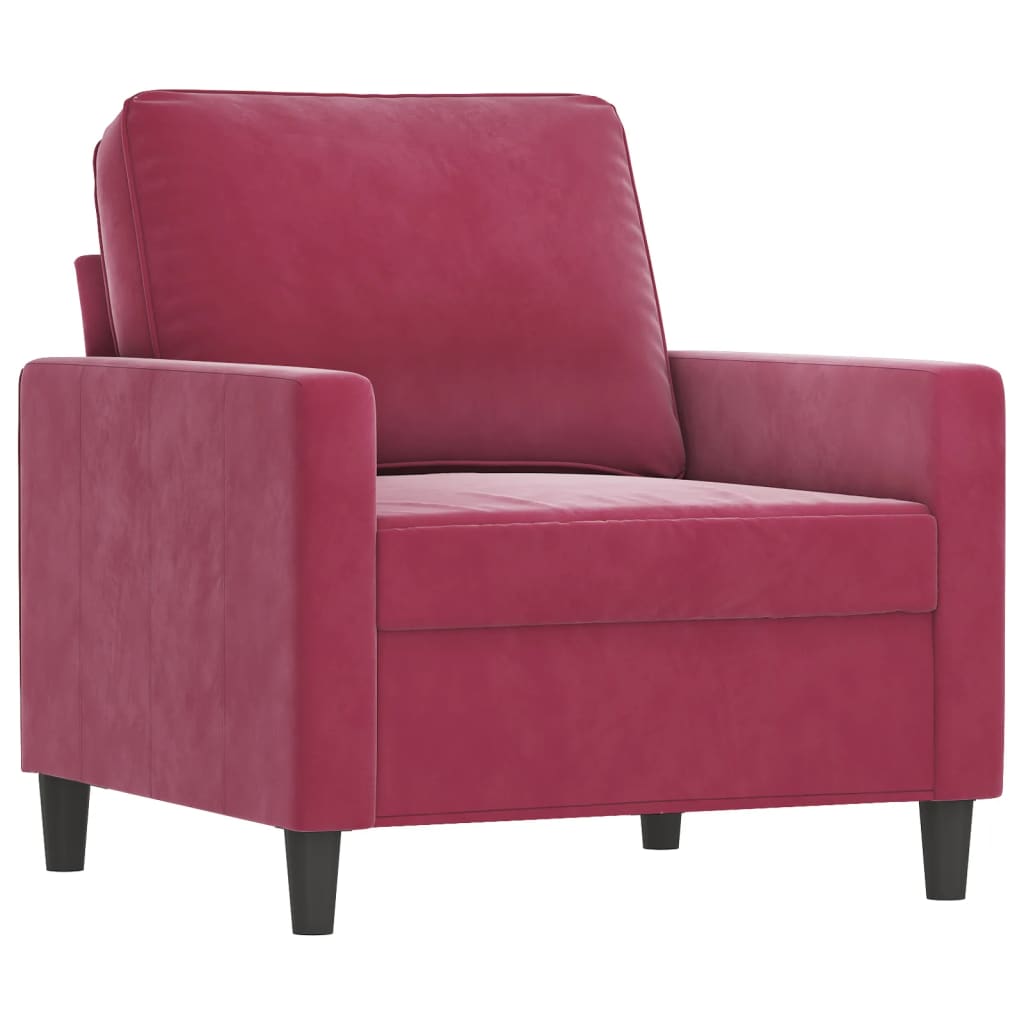 Fauteuil avec repose-pied Rouge bordeaux 60 cm Velours - XIOS