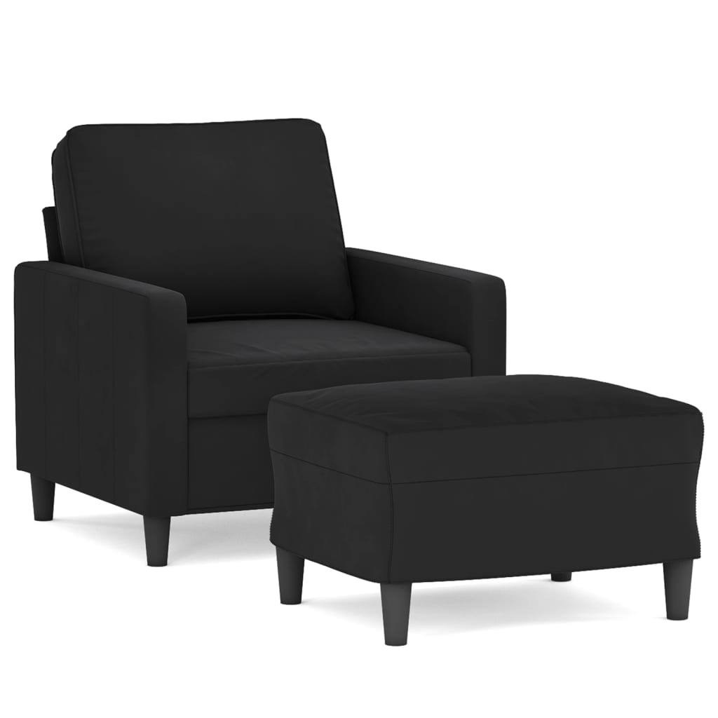 Fauteuil avec repose-pied Noir 60 cm Velours - XIOS